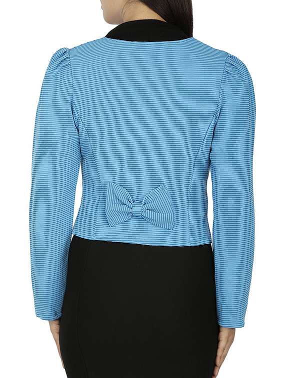 bow detail striped casual blazer - 15953946 - Standard Image - 2