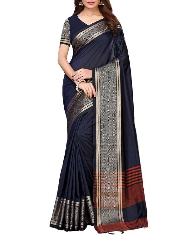 geometric print border woven saree with blouse
