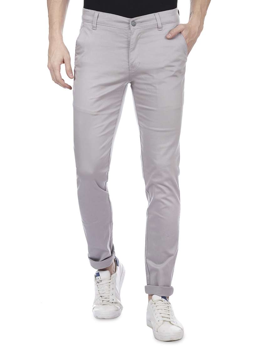 grey solid chinos