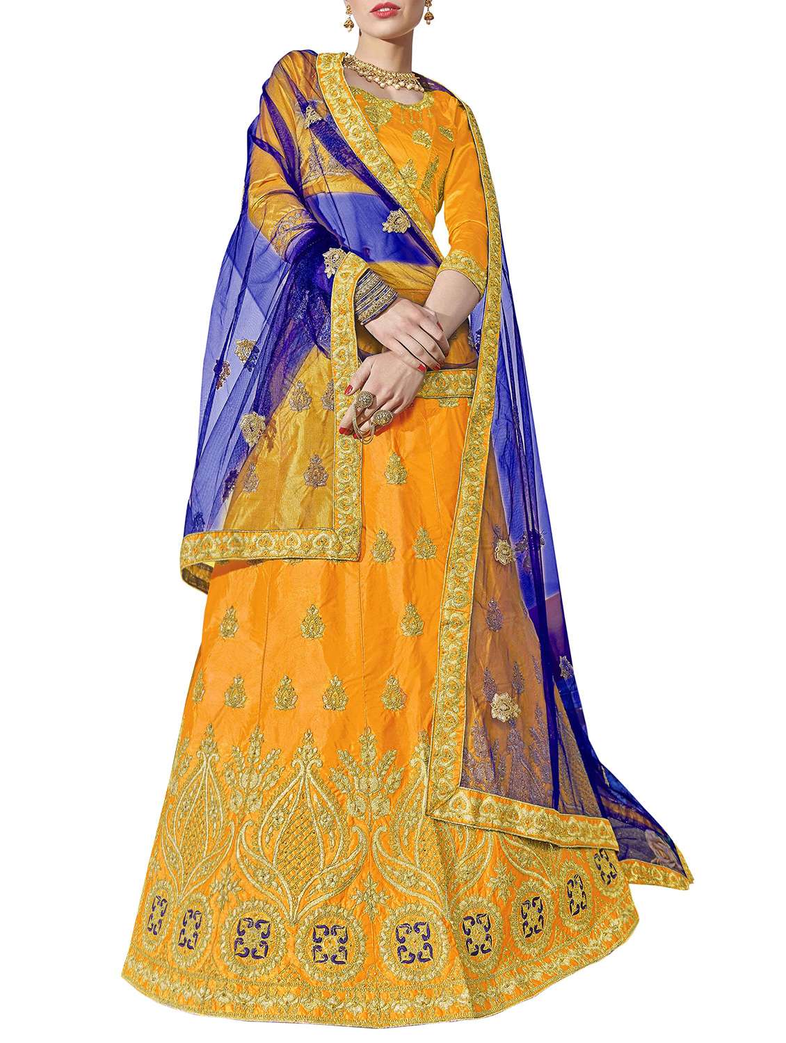 gold embroidered a-line lehenga