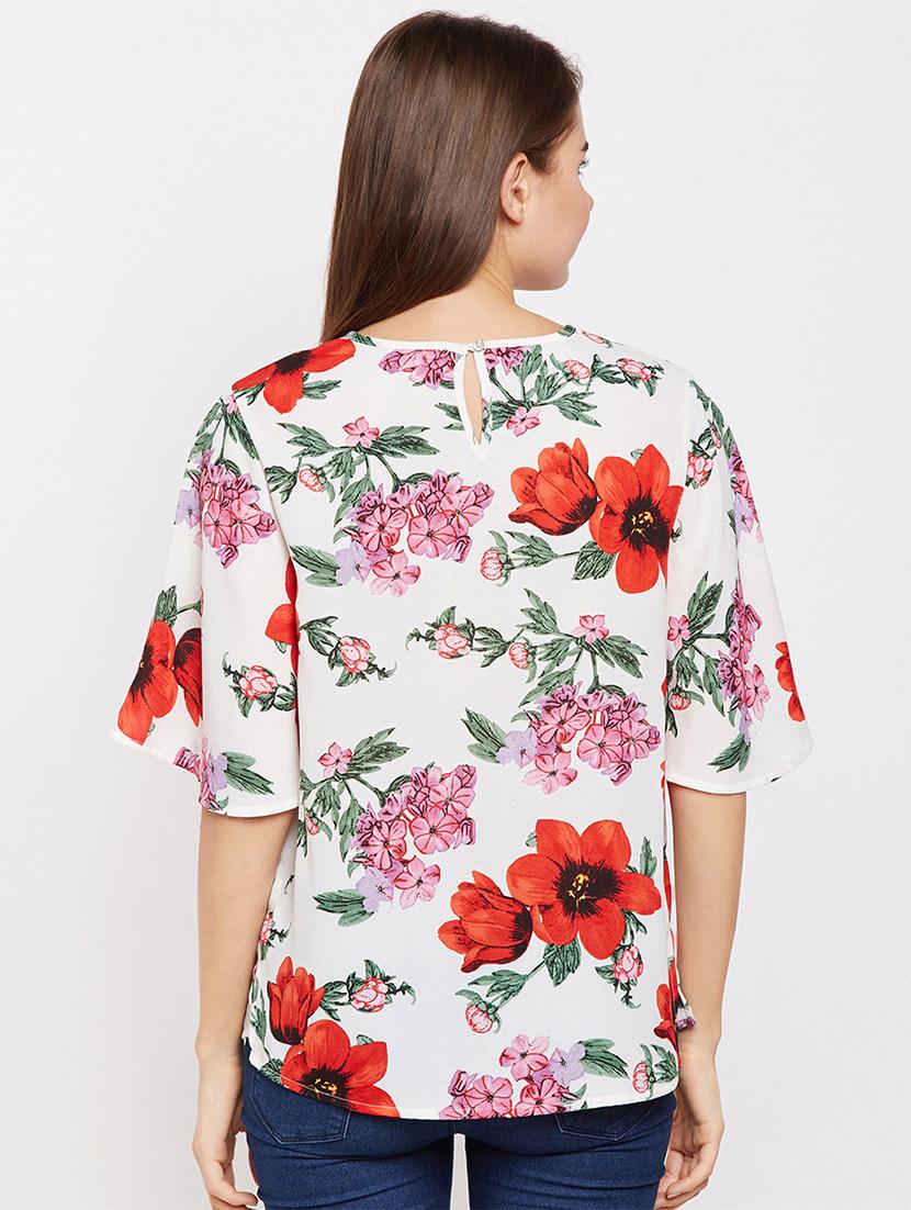 crew neck floral top - 15956992 - Standard Image - 2
