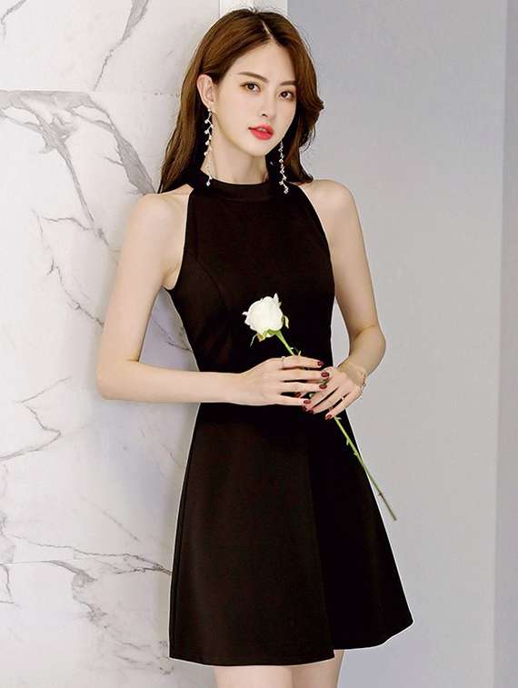 mock neck a-line dress