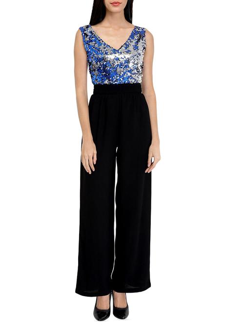 sequined flared leg jumpsuit - 15961646 - Standard Image - 0