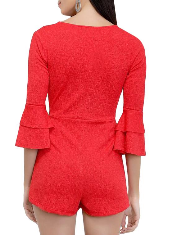 front overlap bell sleeved romper - 15961647 - Standard Image - 2