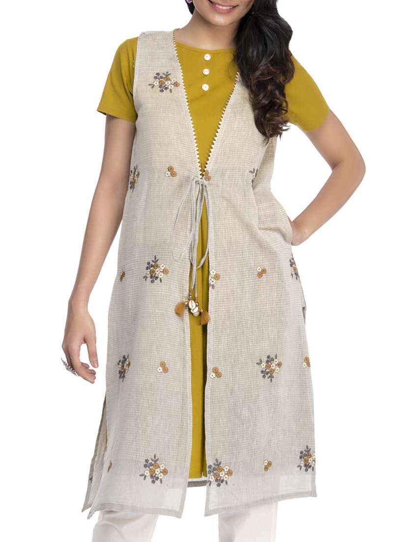 embroidered layered kurta