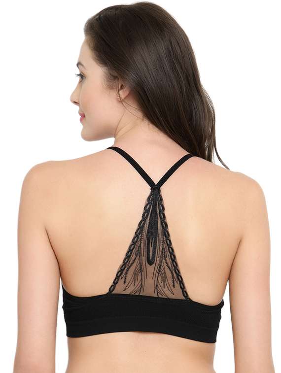 mesh paneled racer back bralette - 15962940 - Standard Image - 2