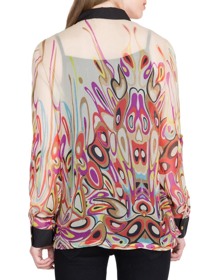 contrast detail abstract sheer shirt - 15963903 - Standard Image - 2