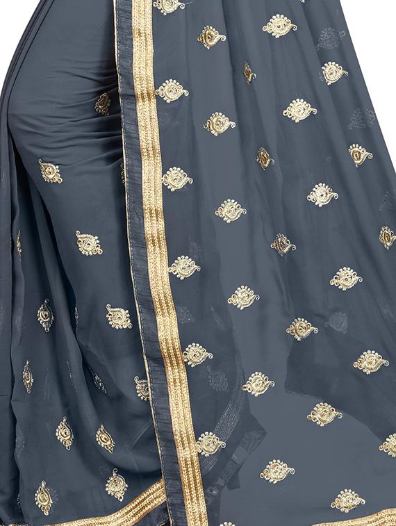 paisley embroidered saree with blouse - 15965033 - Standard Image - 2