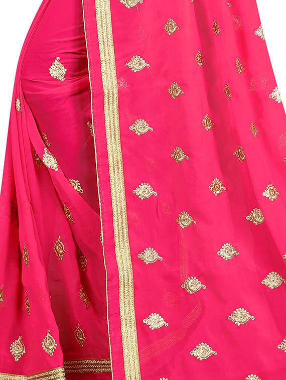 paisley embroidered saree with blouse - 15965035 - Standard Image - 2