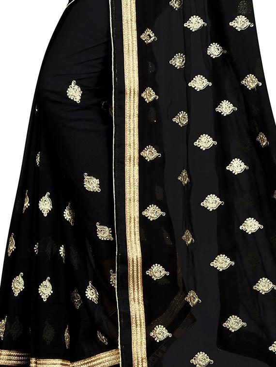 paisley embroidered saree with blouse - 15965038 - Standard Image - 2