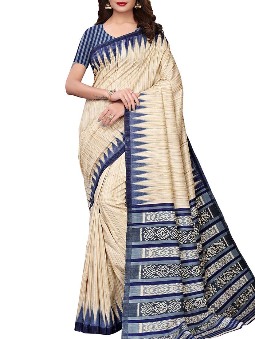 geometric motif printed saree with blouse