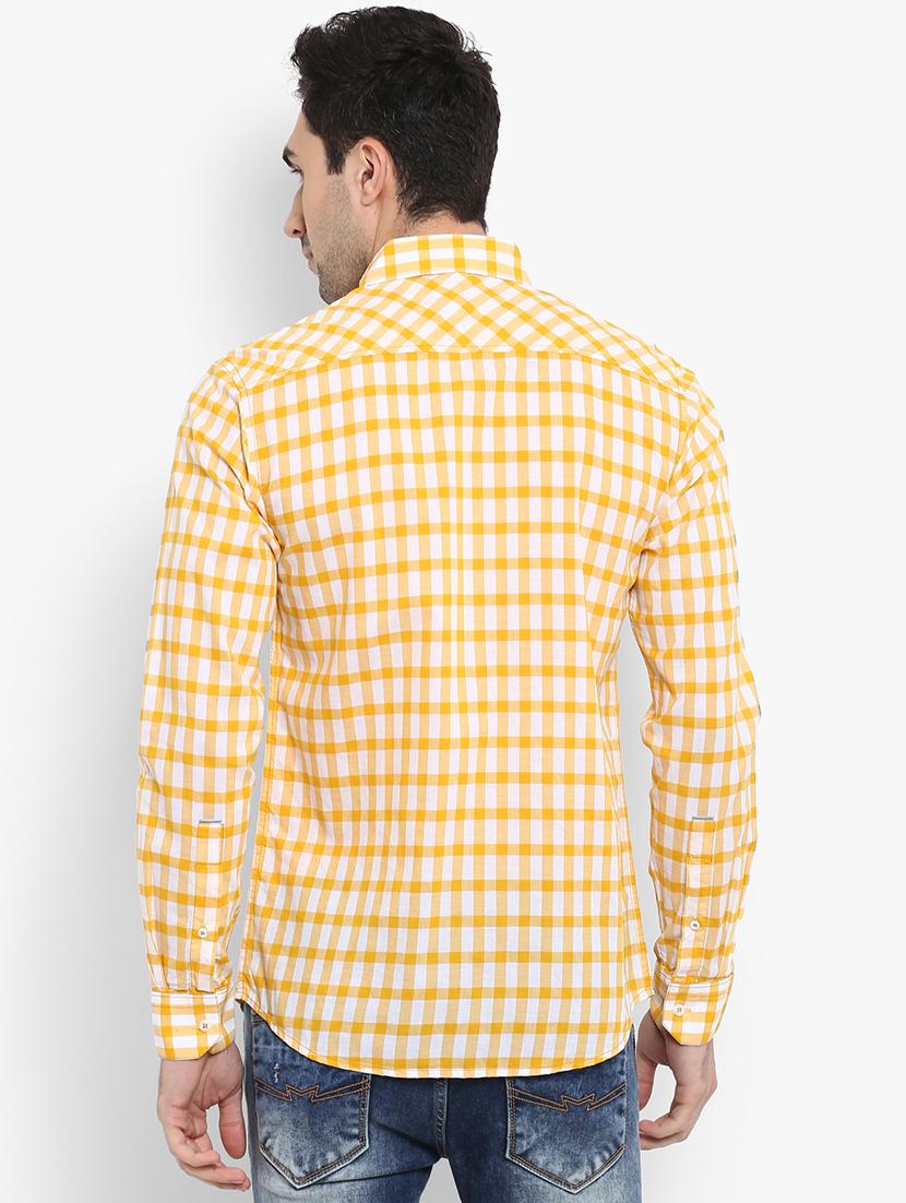yellow checkered casual shirt - 15968433 - Standard Image - 2
