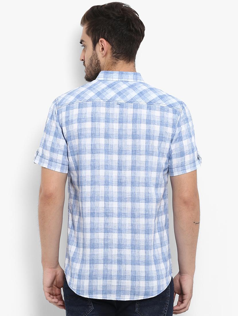 blue checkered casual shirt - 15968441 - Standard Image - 2