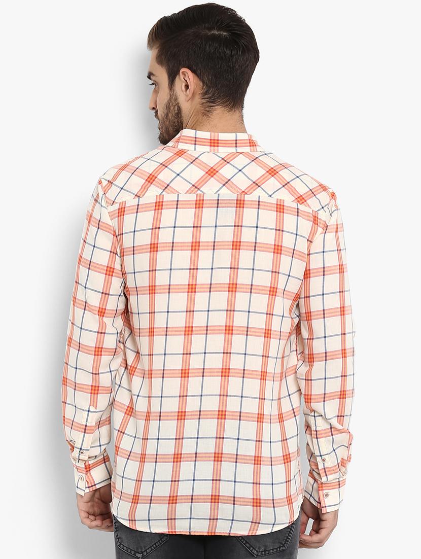 orange checkered casual shirt - 15968450 - Standard Image - 2