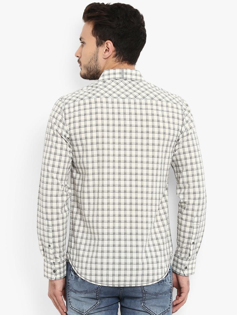 beige checkered casual shirt - 15968454 - Standard Image - 2