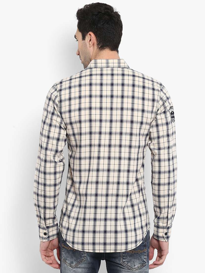 beige checkered casual shirt - 15968460 - Standard Image - 2