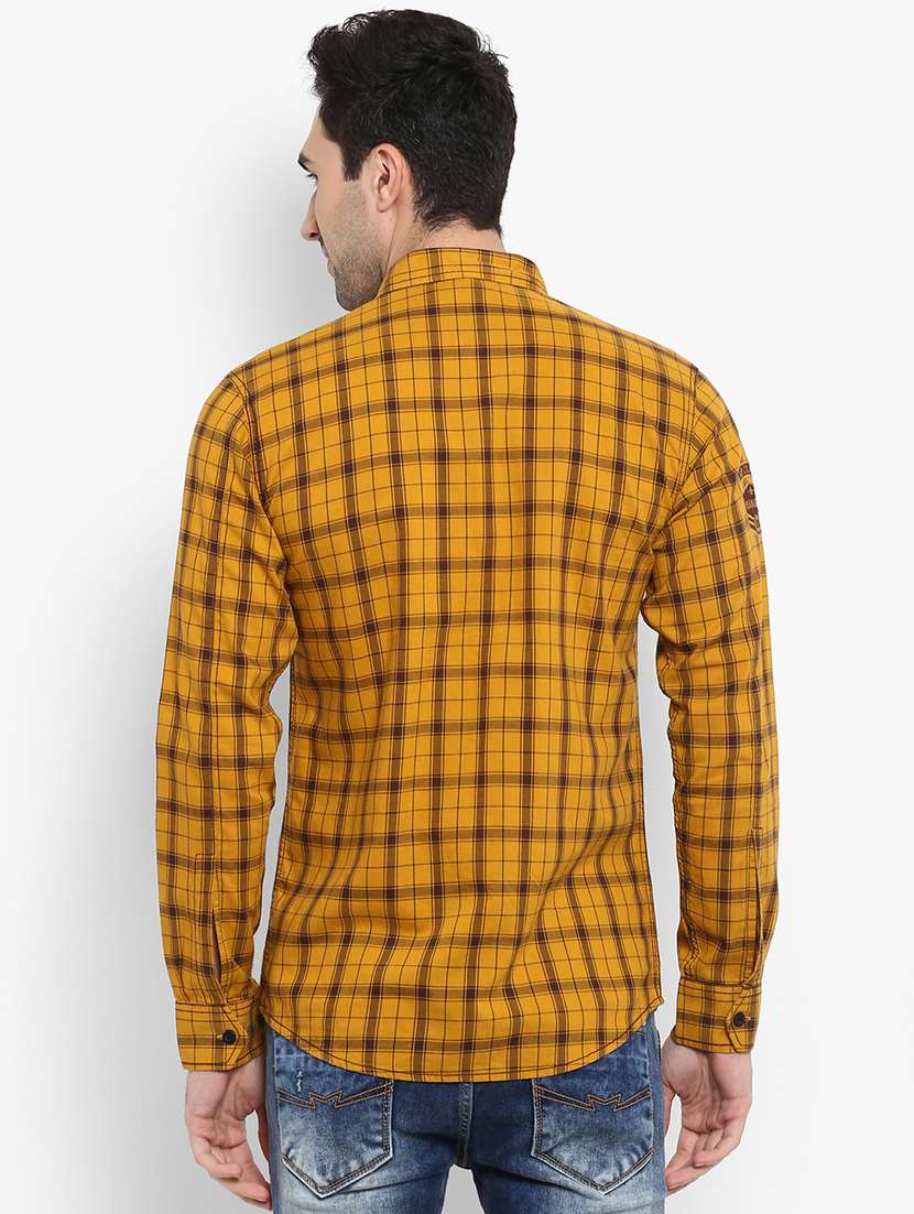 yellow checkered casual shirt - 15968461 - Standard Image - 2