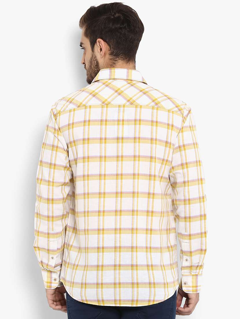 yellow checkered casual shirt - 15968467 - Standard Image - 2