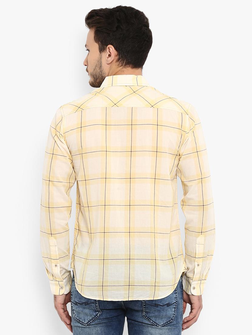 yellow checkered casual shirt - 15968469 - Standard Image - 2