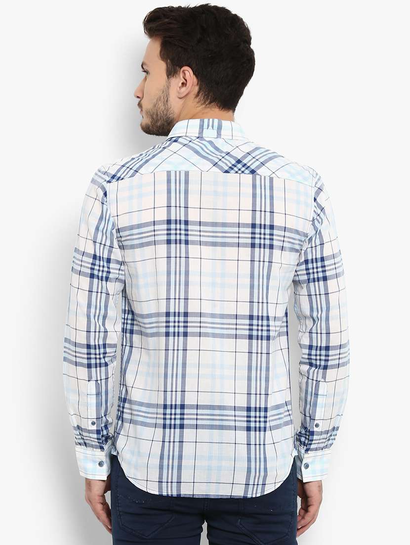 blue checkered casual shirt - 15968471 - Standard Image - 2