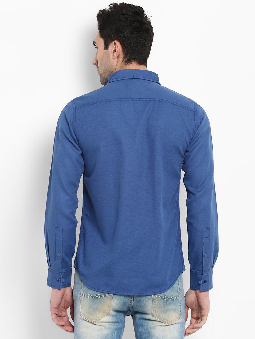 blue solid casual shirt - 15968535 - Standard Image - 2