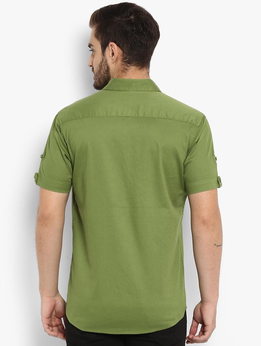 green solid casual shirt - 15968539 - Standard Image - 2