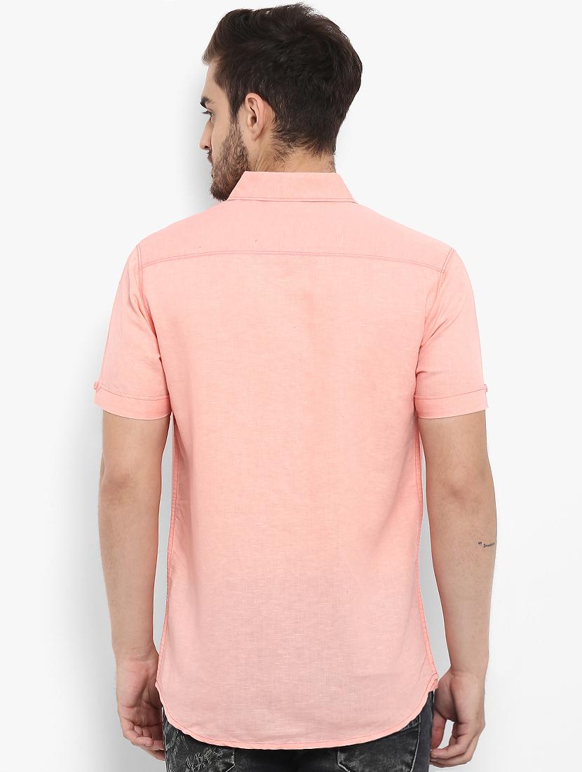 orange linen casual shirt - 15968551 - Standard Image - 2
