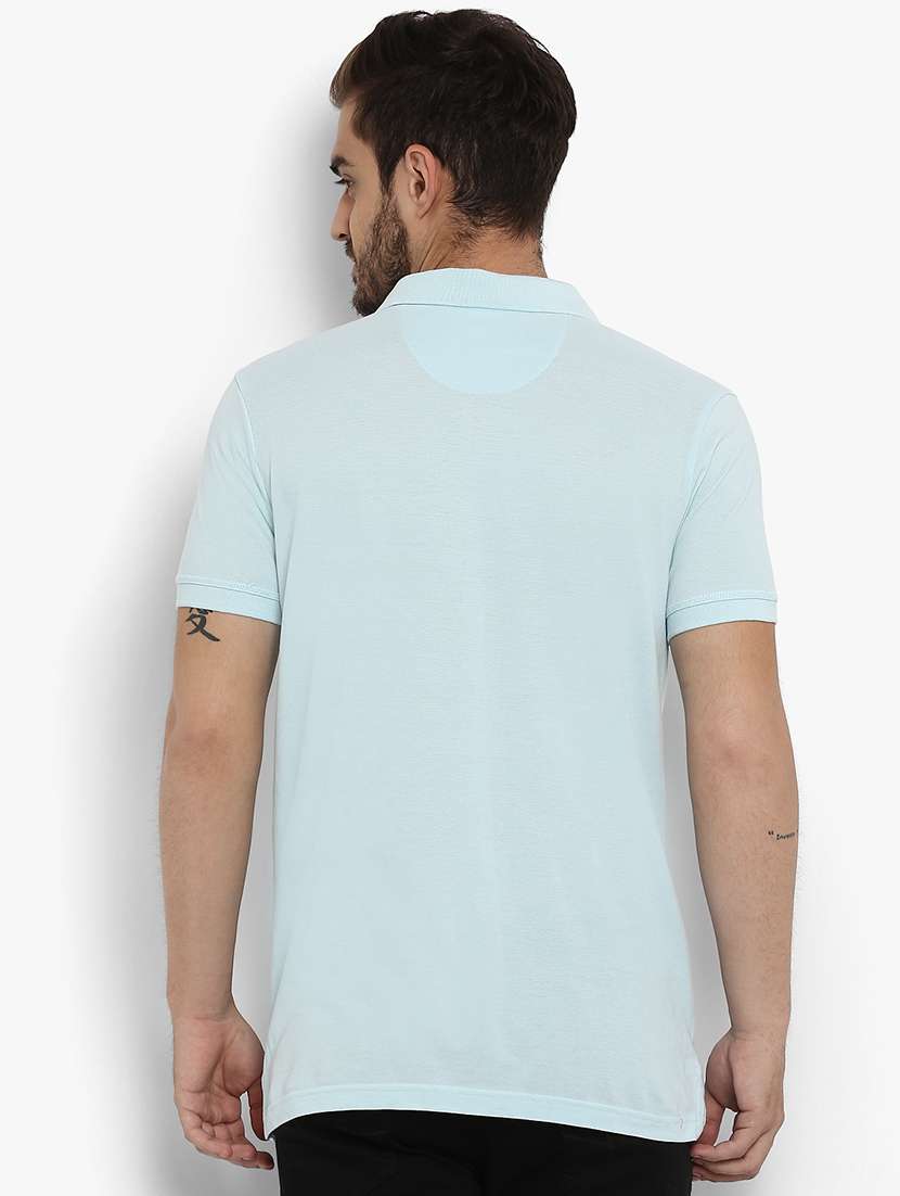 blue solid polo t-shirt - 15968563 - Standard Image - 2