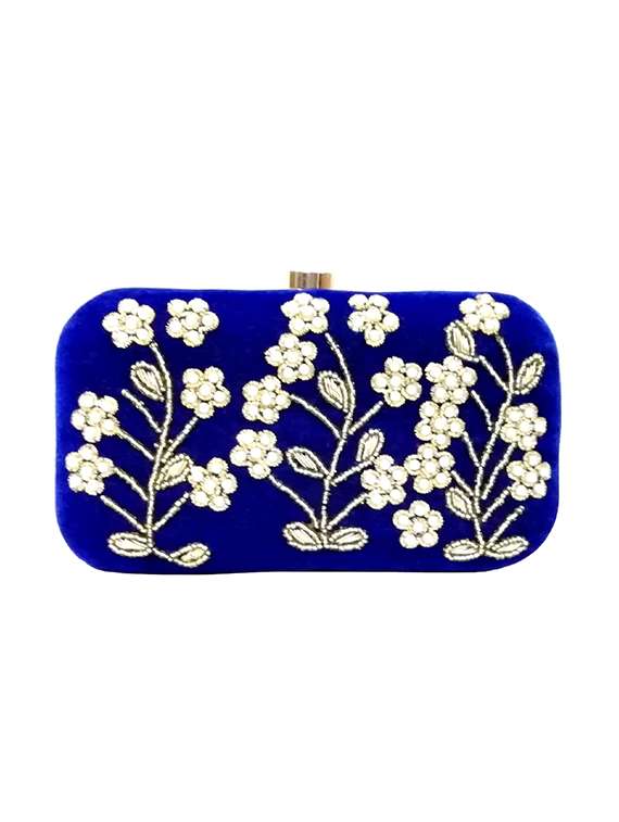 blue velvet box clutch