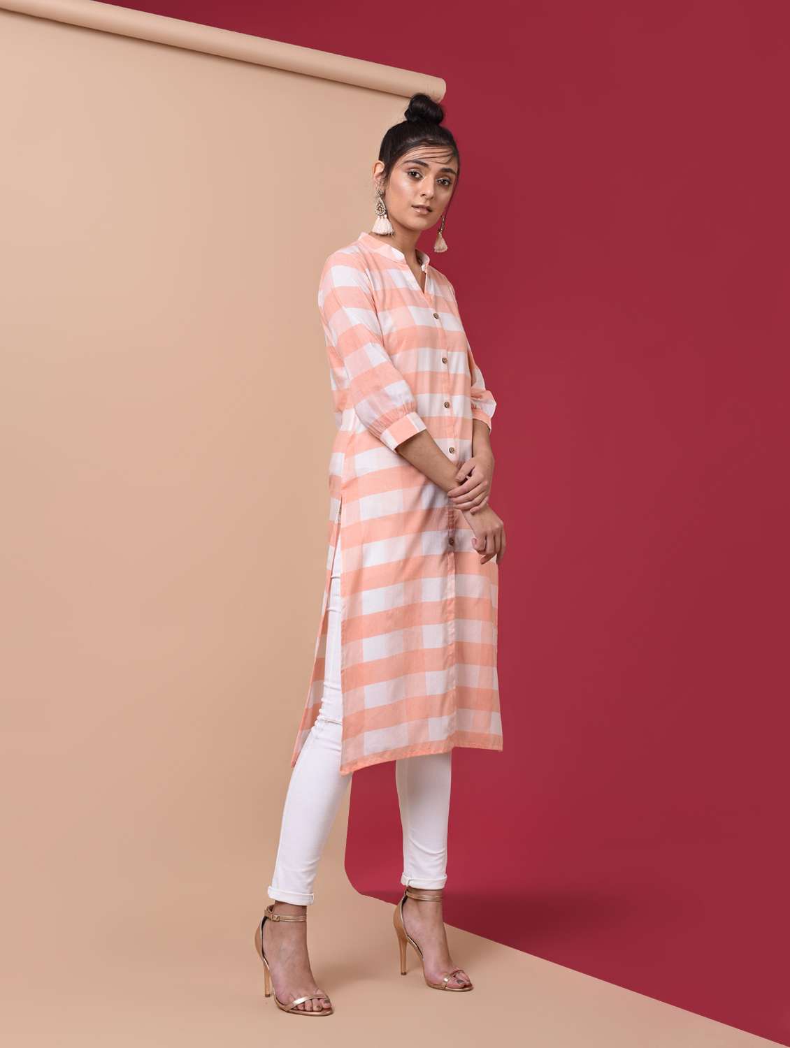 checkered straight kurta
