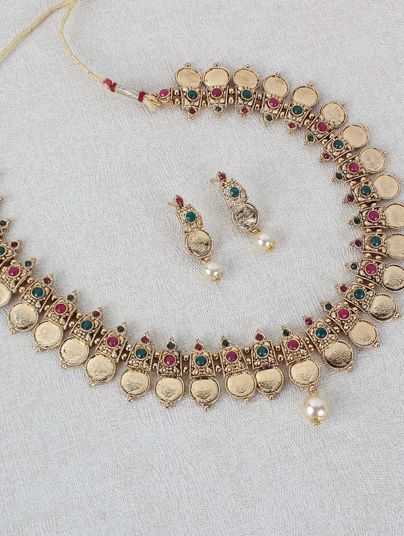 red brass long necklace