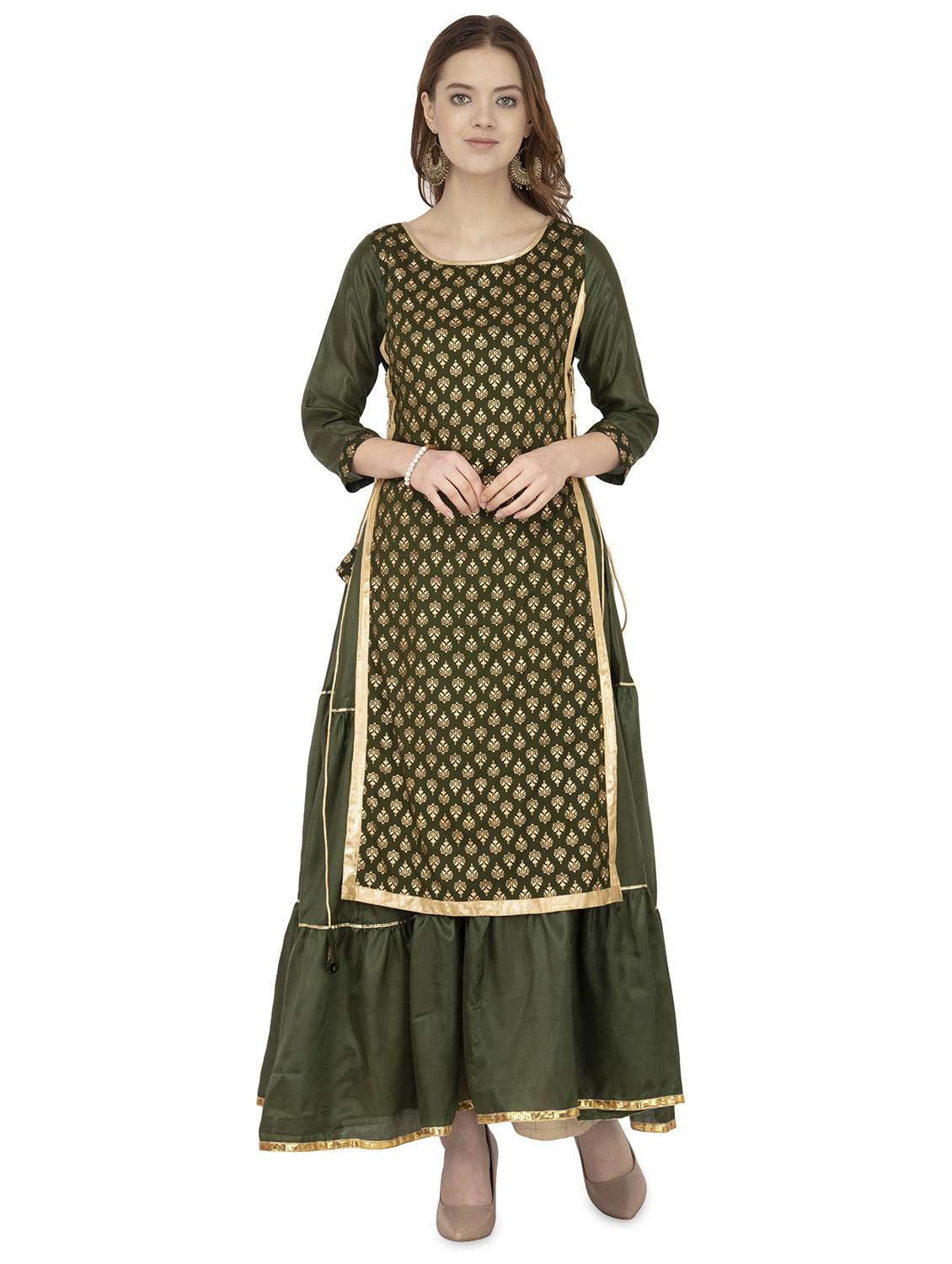 foil print layered kurta