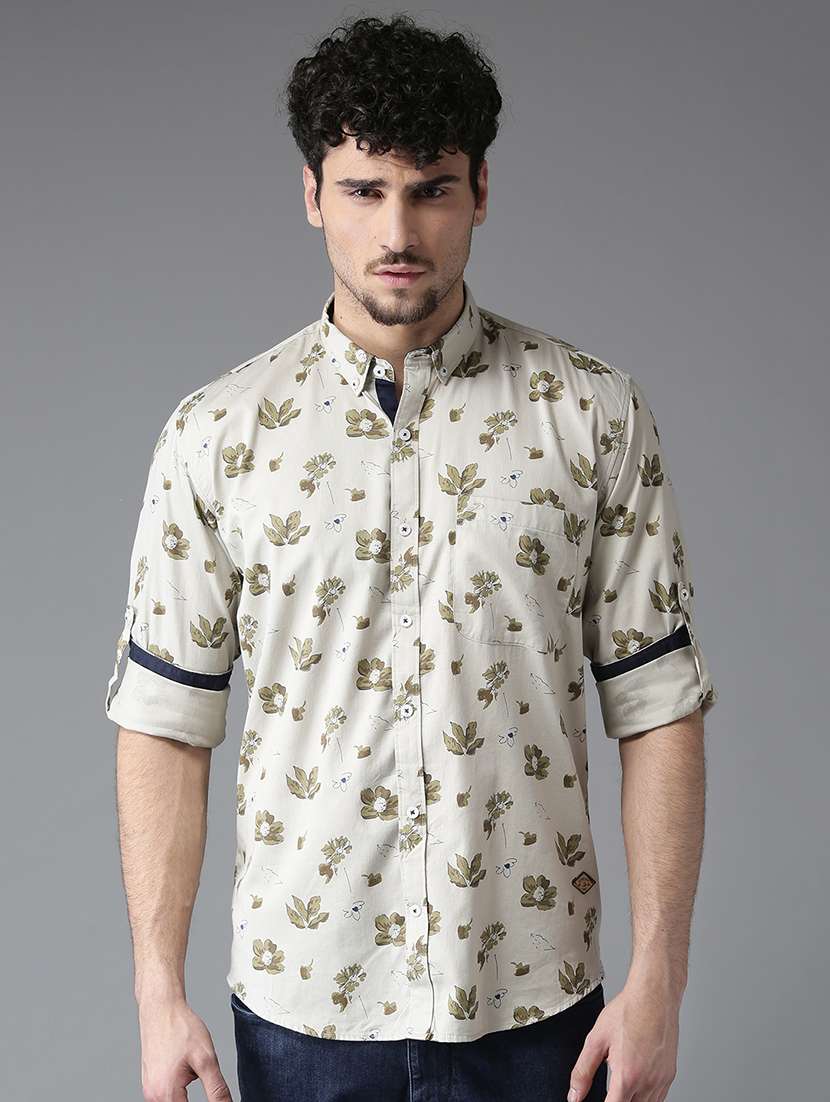 green floral printed casual shirt