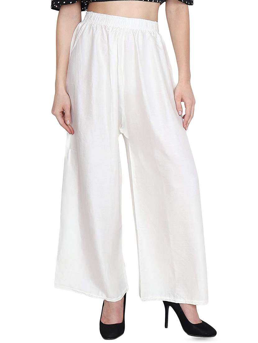 women mid rise soild palazzo