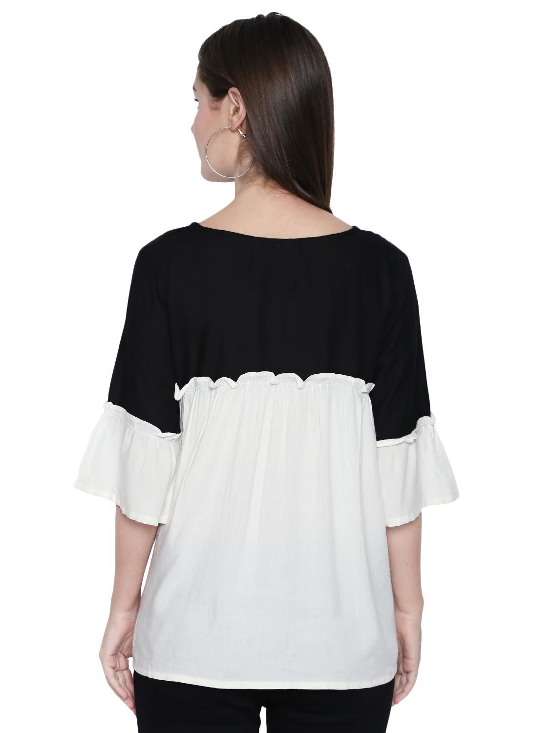color block ruffle trim top - 15975027 - Standard Image - 2