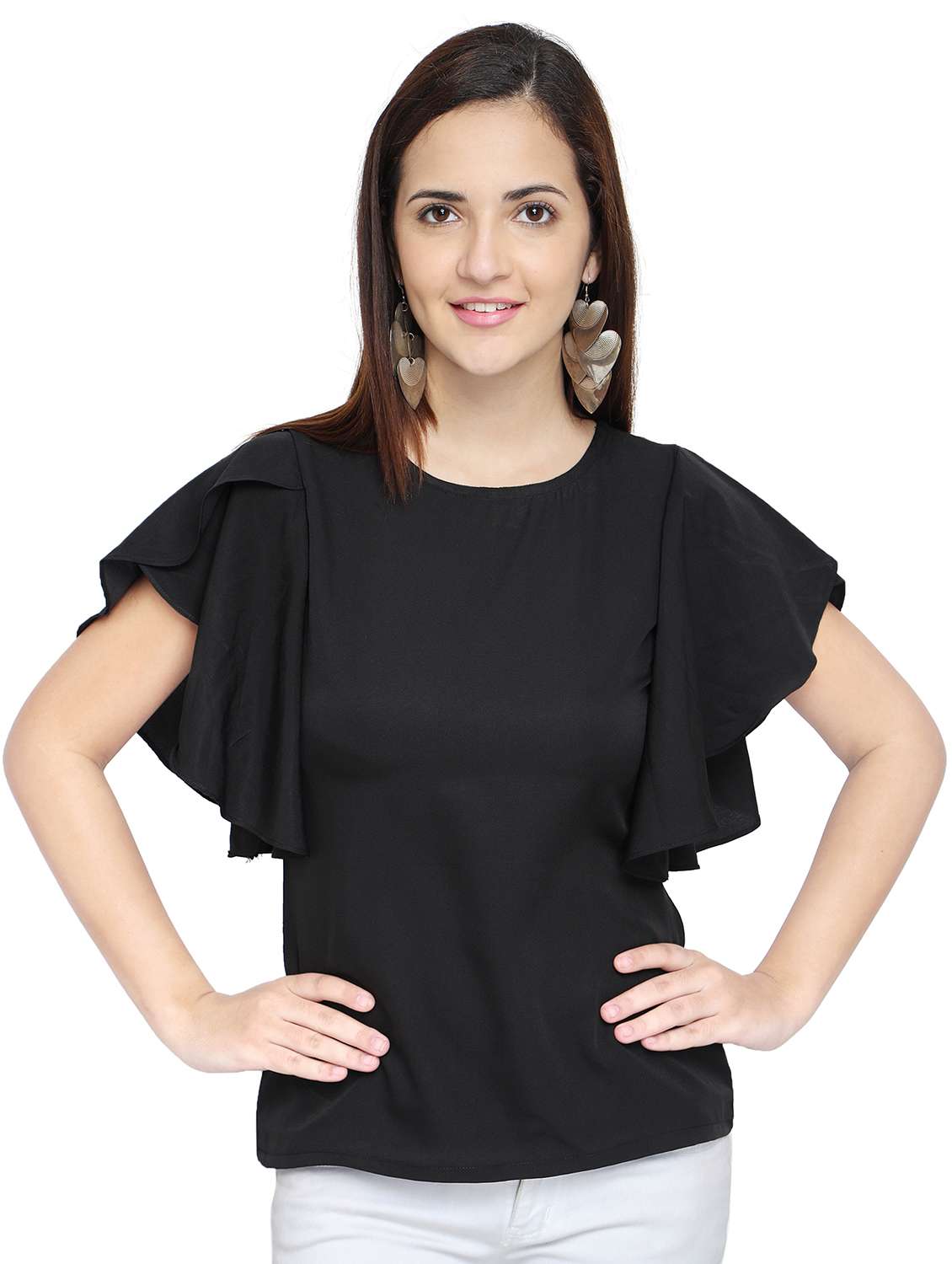 women's straight round neck top