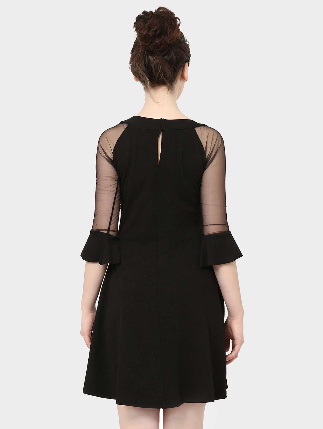 ruffle trim bell sleeved a-line dress - 15975699 -  Standard Image - 2