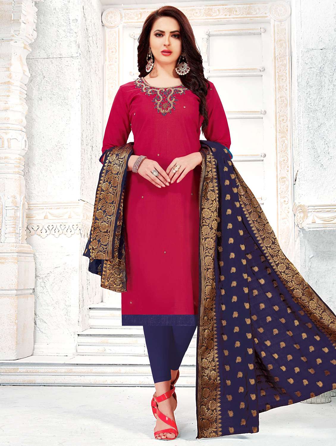 embroidered unstitched suit