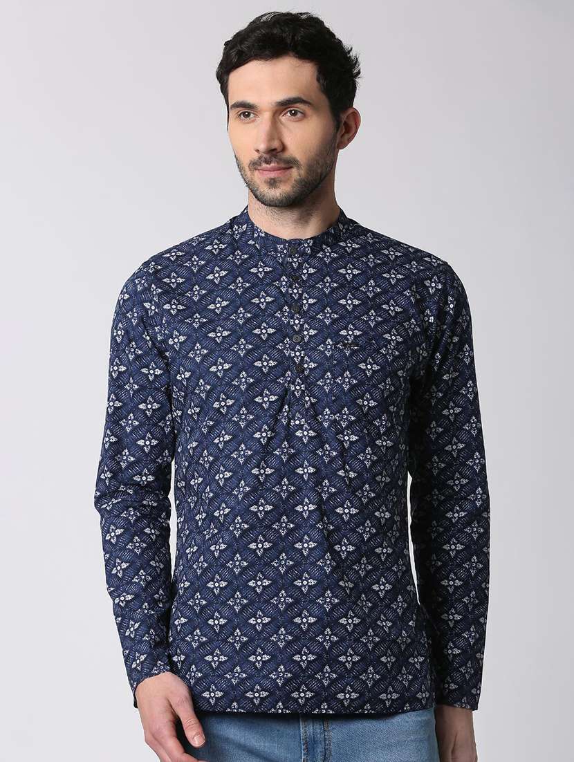 blue cotton short kurta
