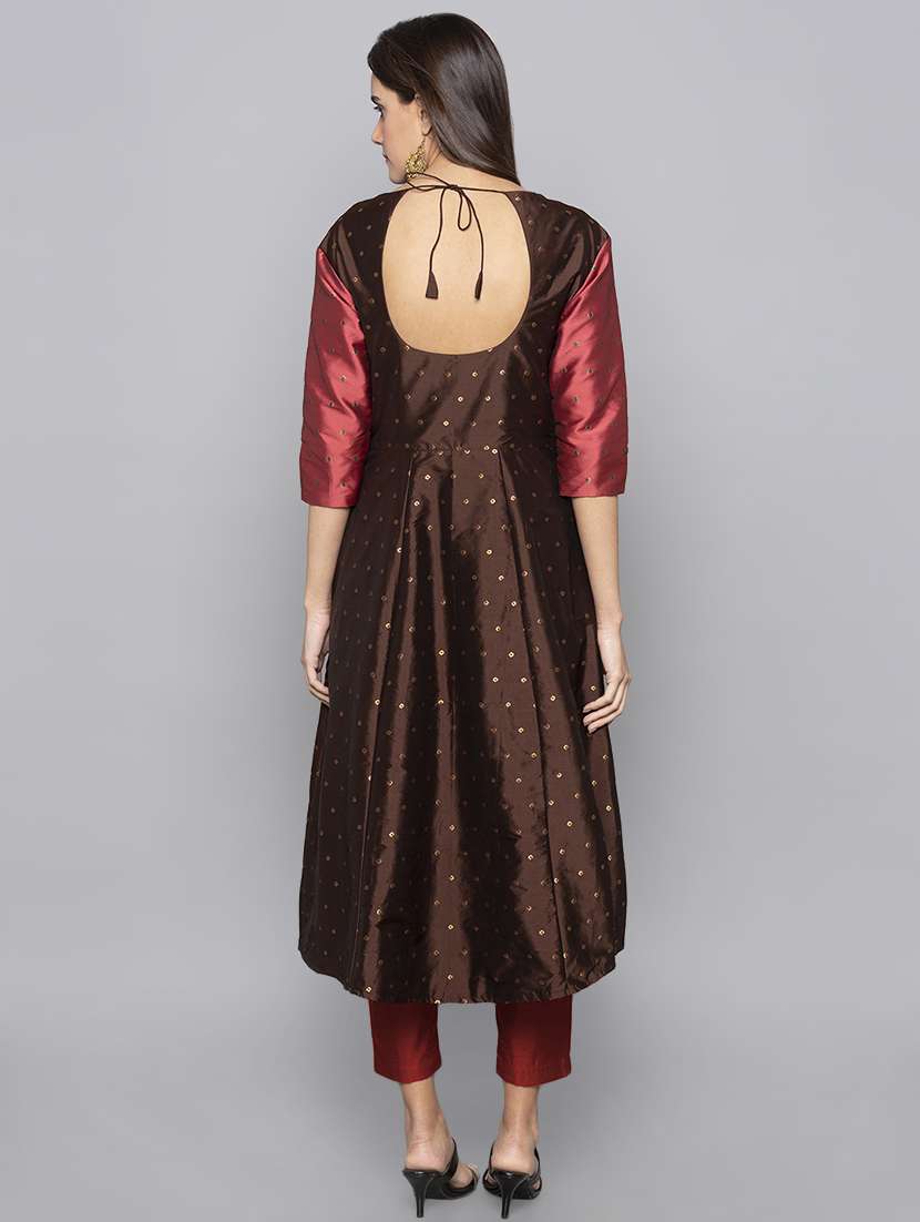 a-line dobby silk kurta - 15983331 - Standard Image - 2