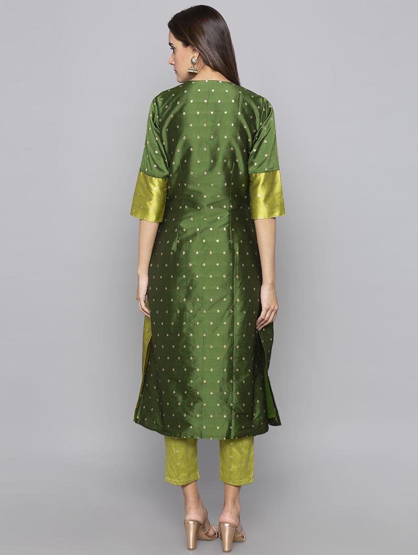 dobby silk blend a-line kurta - 15983336 - Standard Image - 2