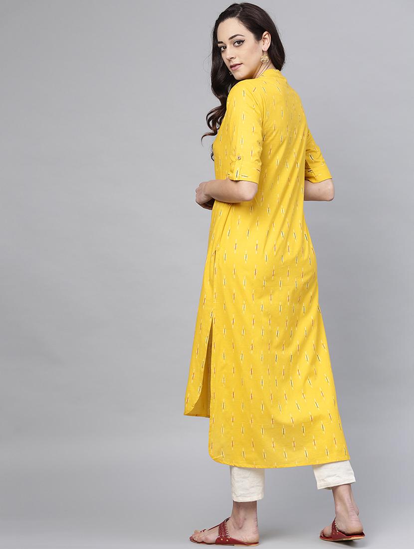 high low ikat printed kurta - 15984588 - Standard Image - 2