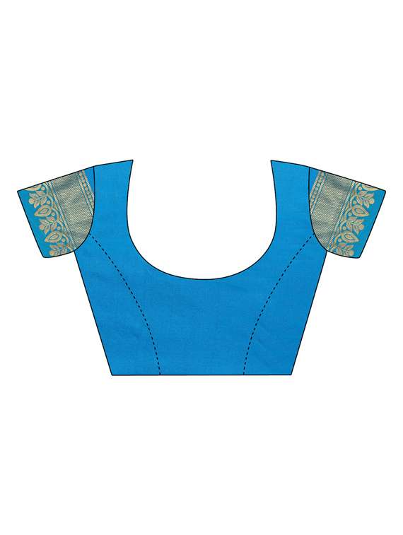 zari motifs blue banarasi saree with blouse - 15984928 -  Standard Image - 2