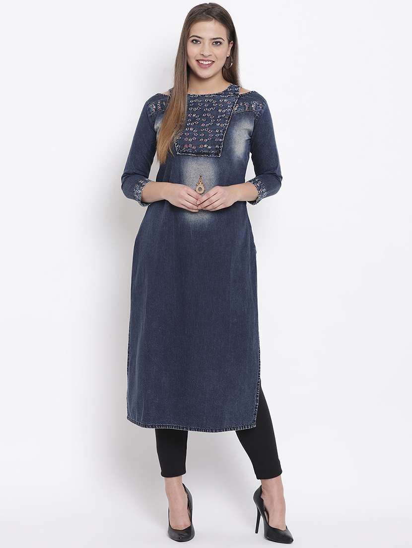 denim straight kurta