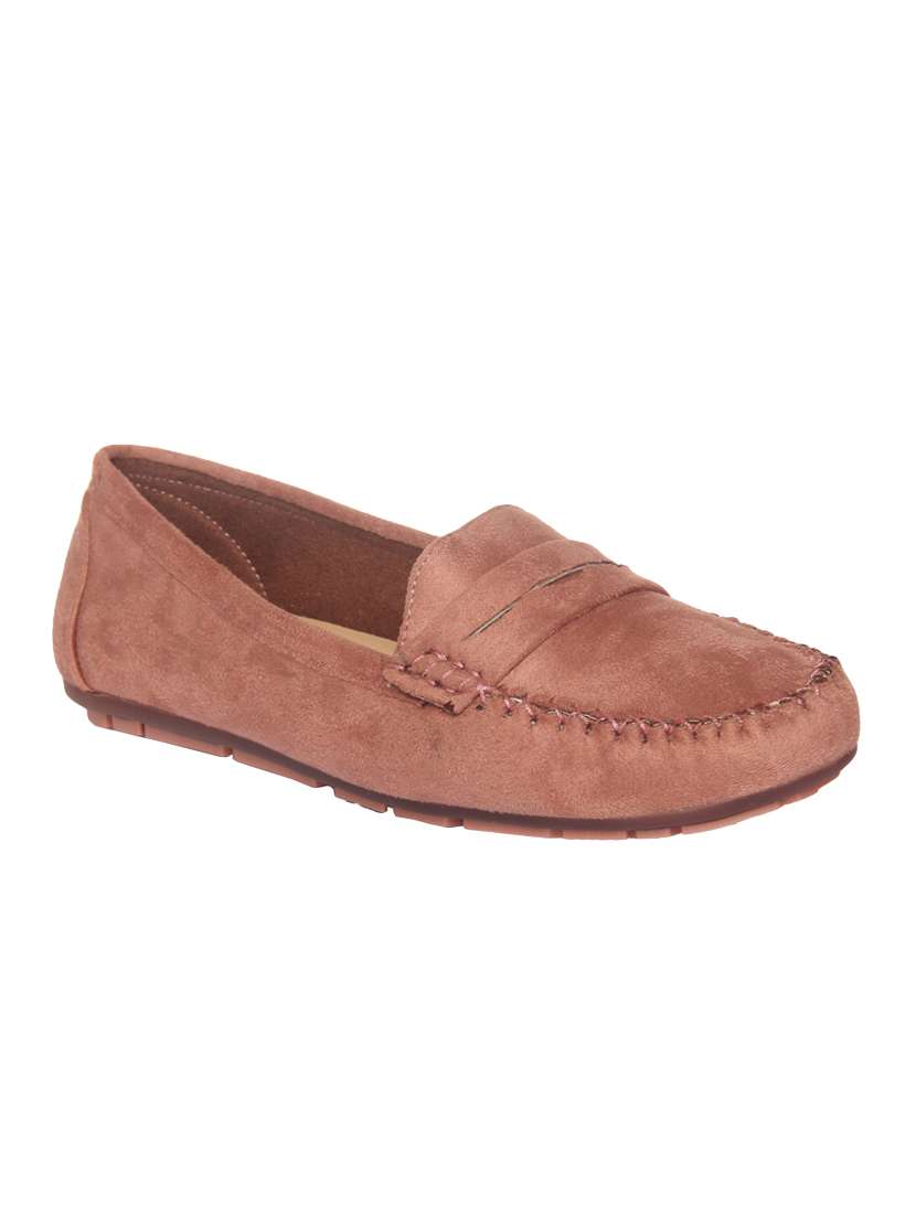 pink suede slip on loafers
