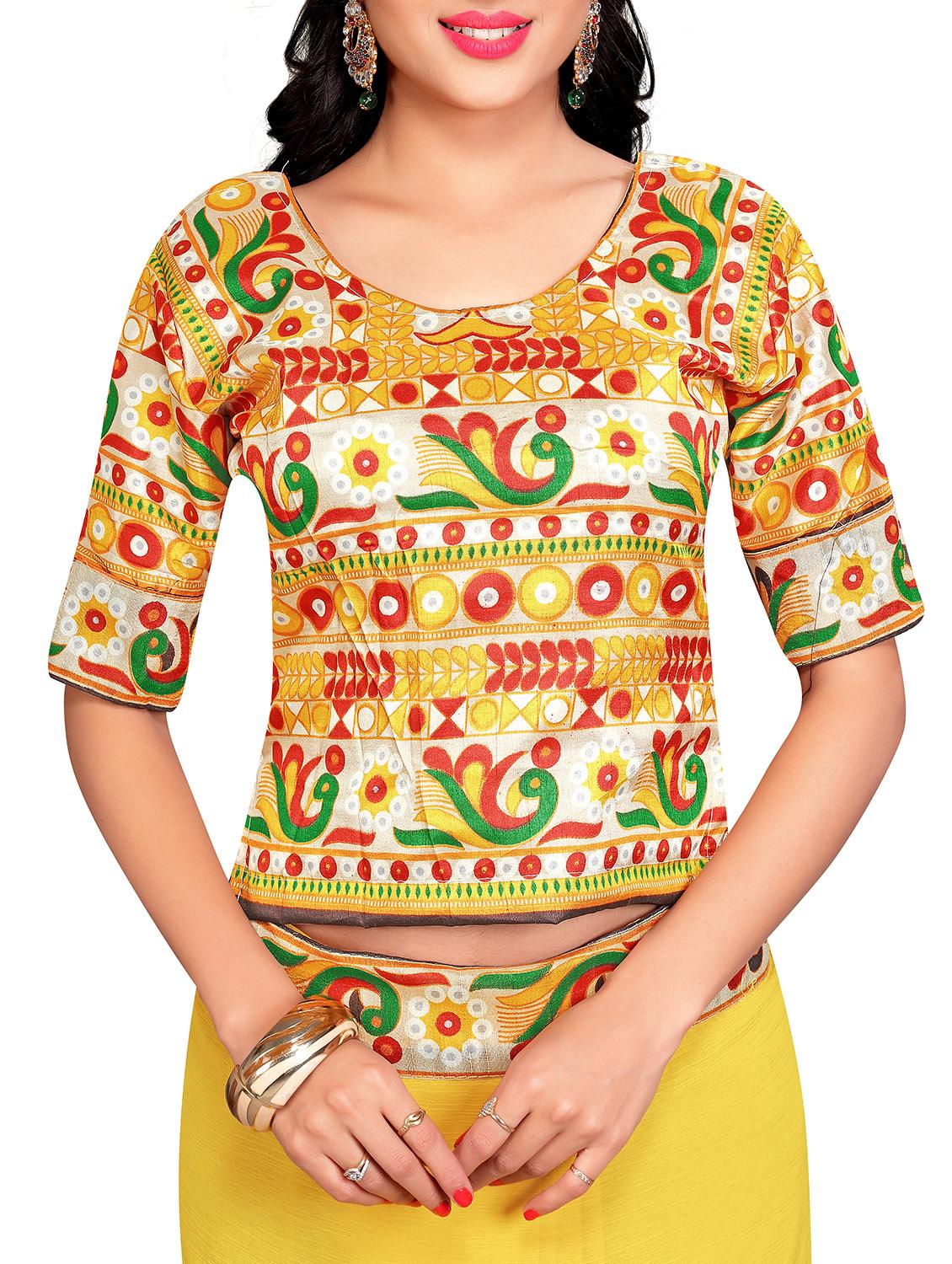 contrast border yellow saree with blouse - 15988563 - Standard Image - 2