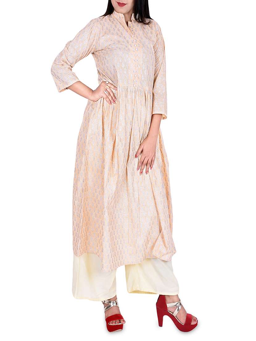 foil print flared kurta