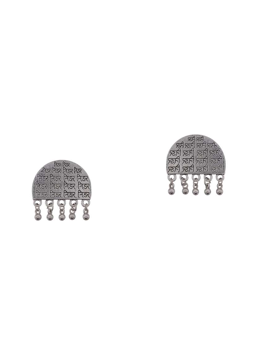 silver metal studs earring