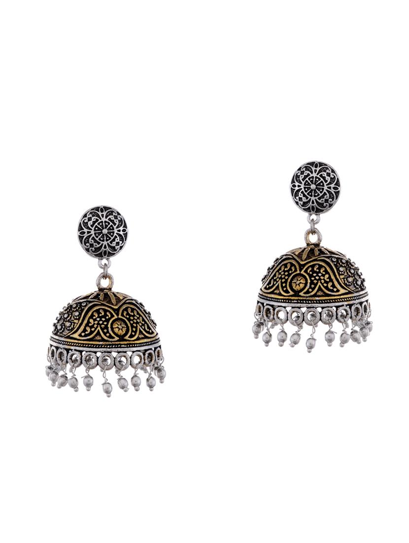 silver metal jhumka earring - 15996887 -  Zoom Image - 0