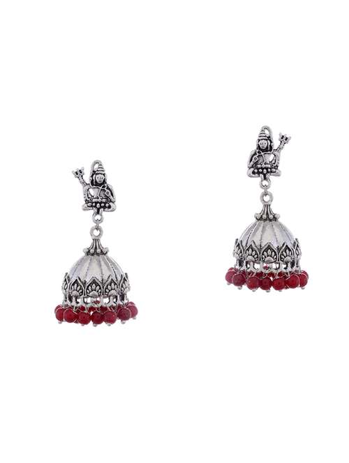 silver metal jhumka earring - 15996893 - Standard Image - 0